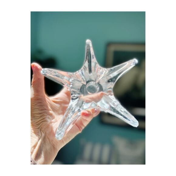 Daum France Crystal Contemporary 5 Point Star Candleholder - Picture 4 of 10